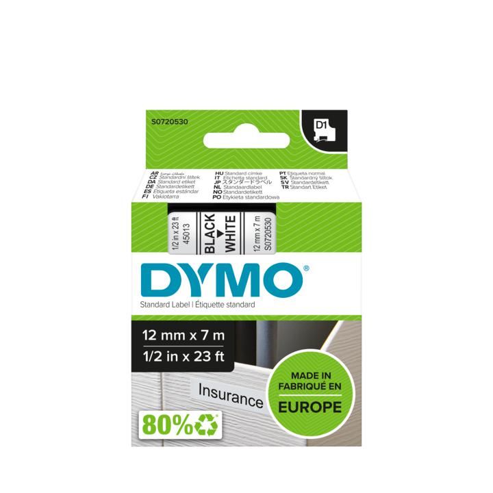 DYMO D1 Standard - Black on White - 12mm_2