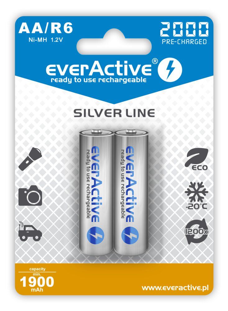 Rechargeable batteries everActive Ni-MH R6 AA 2000 mAh Silver Line - 2 pieces_2