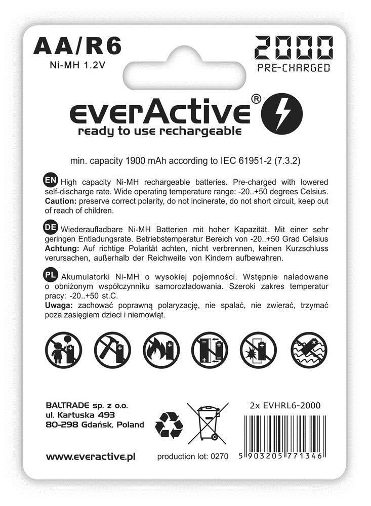 Rechargeable batteries everActive Ni-MH R6 AA 2000 mAh Silver Line - 2 pieces_3