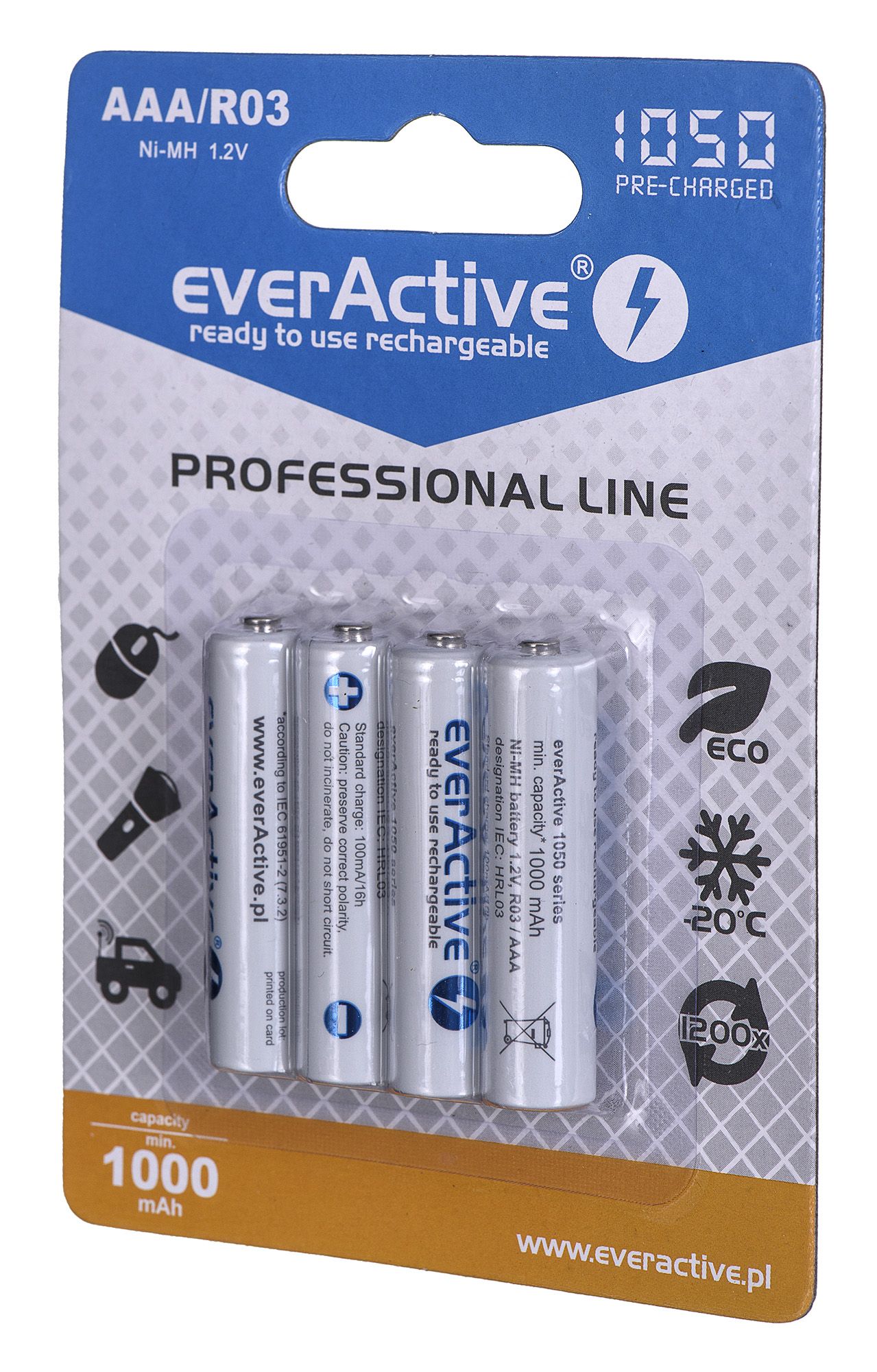 Rechargeable batteries everActive Ni-MH R03 AAA 1050 mAh Professional Line_2