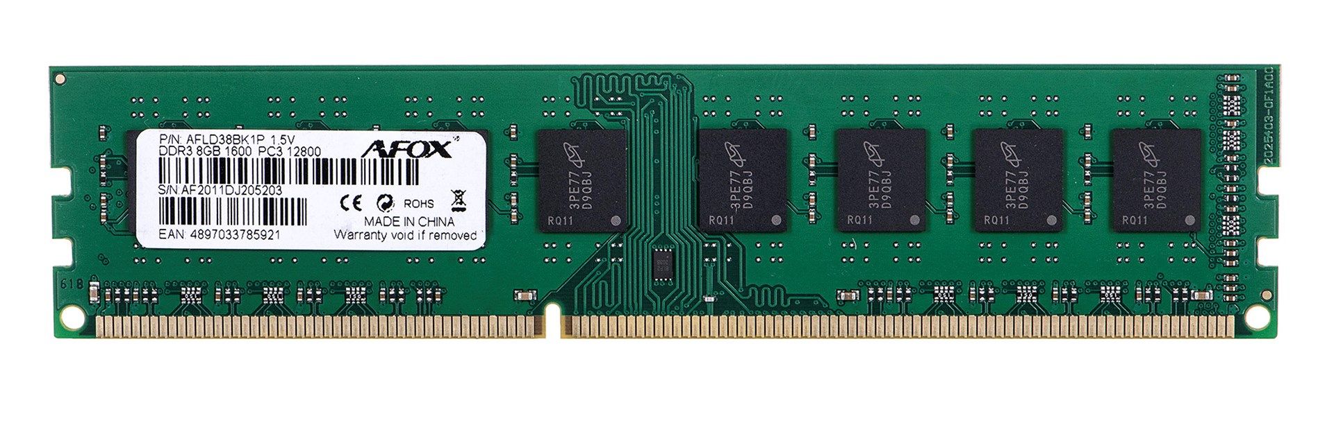 AFOX DDR3 8G 1600 UDIMM memory module 8 GB 1 x 8 GB 1600 MHz_3