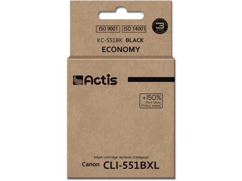 Actis KC-551Bk ink for Canon printer; Canon CLI-551Bk replacement; Standard; 12 ml; black (with chip)_1