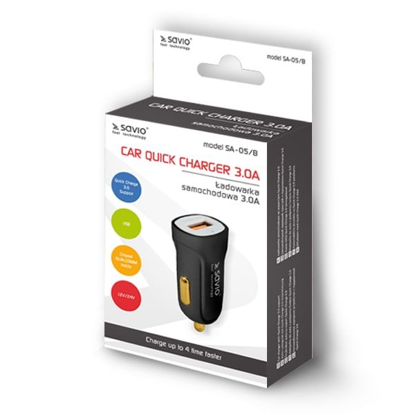 Savio Car Quick Charge charger Savio SA-05/B 3.0A, 1xUSB_3