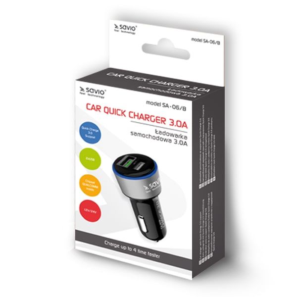 Savio Car Quick Charge charger Savio SA-06/B 3.0A, 2xUSB_3