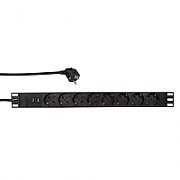 PDU LOGILINK 1U pt. rack 19 inch, 8 prize Schuko, intrare Schuko, max 16 A, on/off, protectie la supratensiune, 2 x USB 2.1A, 2 m, 