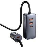 INCARCATOR auto Baseus Share Together PPS , 2 x USB max. 3A si 2 x USB Type-C max 3A, total output 120W, lungime cablu 1.5m, pt. bricheta auto, black 