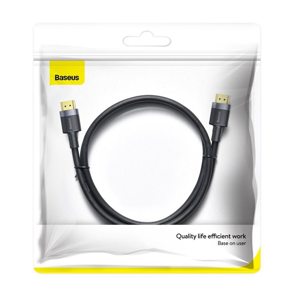 CABLU video Baseus Cafule, HDMI (T) la HDMI (T), rezolutie maxima 4K UHD (3840 x 2160) la 60 Hz, conectori auriti, 2m, negru 