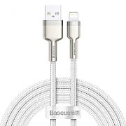 CABLU alimentare si date Baseus Cafule Metal, Fast Charging Data Cable pt. smartphone, USB la Lightning Iphone 2.4A, 2m, alb 