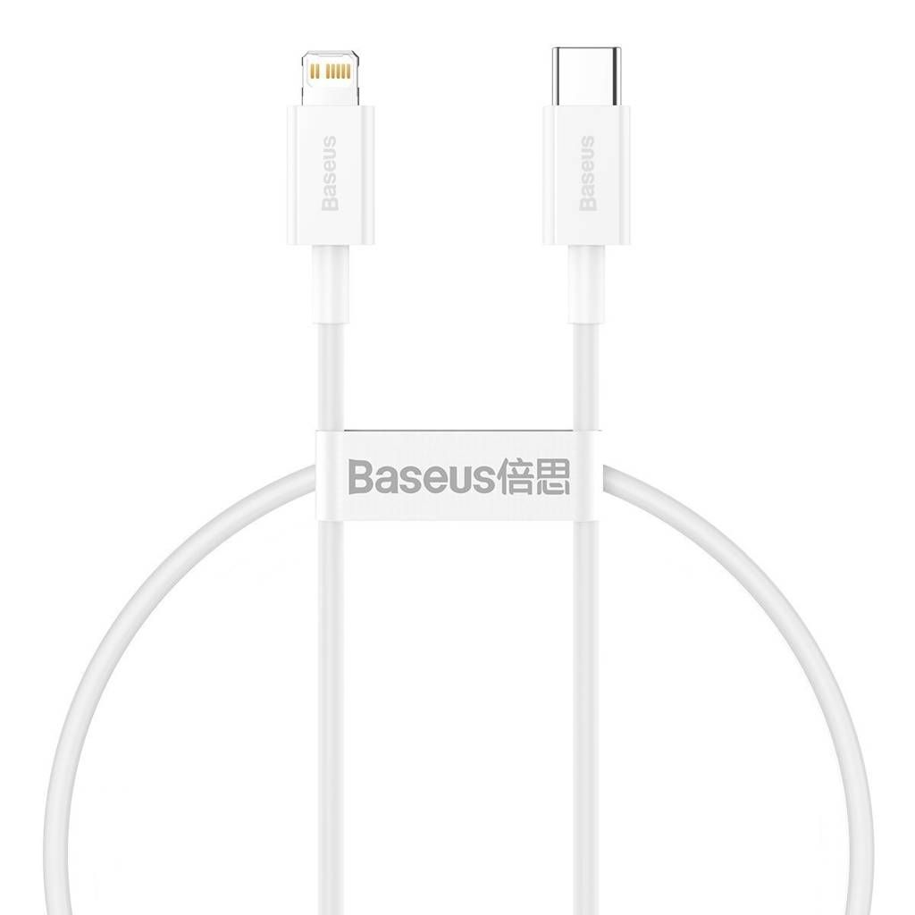CABLU alimentare si date Baseus Superior, Fast Charging Data Cable pt. smartphone, USB Type-C la Lightning Iphone PD 20W, 0.25m, alb 