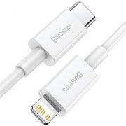 CABLU alimentare si date Baseus Superior, Fast Charging Data Cable pt. smartphone, USB Type-C la Lightning Iphone PD 20W, 1m, alb  CATLYS-A02  (include TV 0.06 lei)