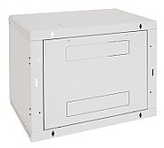 Rack de perete Triton sectiune simpla 6U 600mm adancime usa sticla panouri laterale fixe, sectiuni ventilatie activa, sectiuni acces cabluri sus/jos/spate securizare cu cheie, 1 pereche montanti reglabili IP30 gri