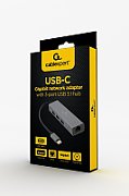 GEMBIRD A-CMU3-LAN-01 USB-C Gigabit network adapter with 3-port USB 3.1 hub