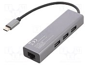 GEMBIRD A-CMU3-LAN-01 USB-C Gigabit network adapter with 3-port USB 3.1 hub