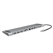 DOCKING Station LOGILINK universal, conectare PC USB 3.1, USB 3.0 x 3, porturi video VGA x 1, HDMI x 2, RJ-45, card reader, PD 3.0 pana la 100W, argintiu, 