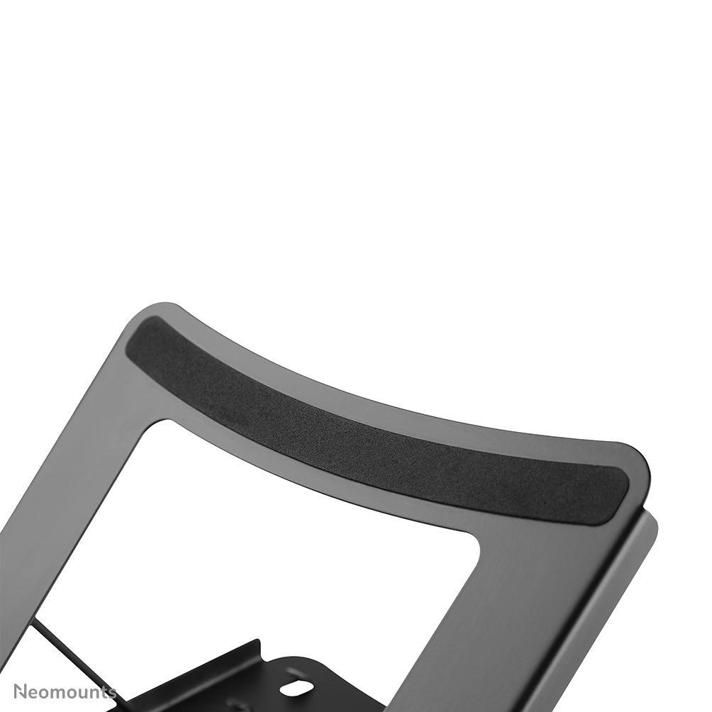 Neomounts by Newstar NSLS075BLACK Foldable Laptop Stand - Black  Specifications General Min. screen size*: 10 inch Max. screen size*: 15 inch Min. weight: 0 kg Max. weight: 5 kg Desk mount: Stand  Functionality Type: Tilt Width: 25,5 cm Depth: 25,5 cm Height: 3,5 cm Height adjustment: Manual_11