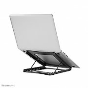 Neomounts by Newstar NSLS075BLACK Foldable Laptop Stand - Black  Specifications General Min. screen size*: 10 inch Max. screen size*: 15 inch Min. weight: 0 kg Max. weight: 5 kg Desk mount: Stand  Functionality Type: Tilt Width: 25,5 cm Depth: 25,5 cm Height: 3,5 cm Height adjustment: Manual_14