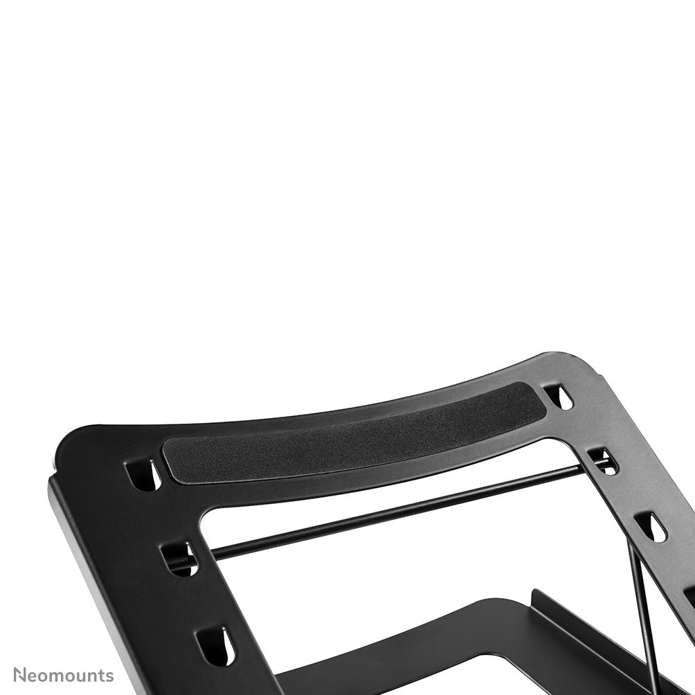 Neomounts by Newstar NSLS075BLACK Foldable Laptop Stand - Black  Specifications General Min. screen size*: 10 inch Max. screen size*: 15 inch Min. weight: 0 kg Max. weight: 5 kg Desk mount: Stand  Functionality Type: Tilt Width: 25,5 cm Depth: 25,5 cm Height: 3,5 cm Height adjustment: Manual_18