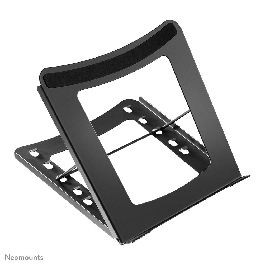 Neomounts by Newstar NSLS075BLACK Foldable Laptop Stand - Black  Specifications General Min. screen size*: 10 inch Max. screen size*: 15 inch Min. weight: 0 kg Max. weight: 5 kg Desk mount: Stand  Functionality Type: Tilt Width: 25,5 cm Depth: 25,5 cm Height: 3,5 cm Height adjustment: Manual_4