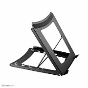 Neomounts by Newstar NSLS075BLACK Foldable Laptop Stand - Black  Specifications General Min. screen size*: 10 inch Max. screen size*: 15 inch Min. weight: 0 kg Max. weight: 5 kg Desk mount: Stand  Functionality Type: Tilt Width: 25,5 cm Depth: 25,5 cm Height: 3,5 cm Height adjustment: Manual_5