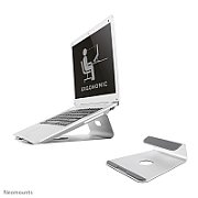 Neomounts by Newstar Raised Aluminium Laptop Stand  Specifications General Min. screen size*: 10 inch Max. screen size*: 17 inch Min. weight: 0 kg Max. weight: 5 kg Desk mount: Stand  Functionality Type: Fixed Tilt (degrees): 22° Width: 21 cm Depth: 24 cm Height: 6,8 cm Height adjustment: None_2