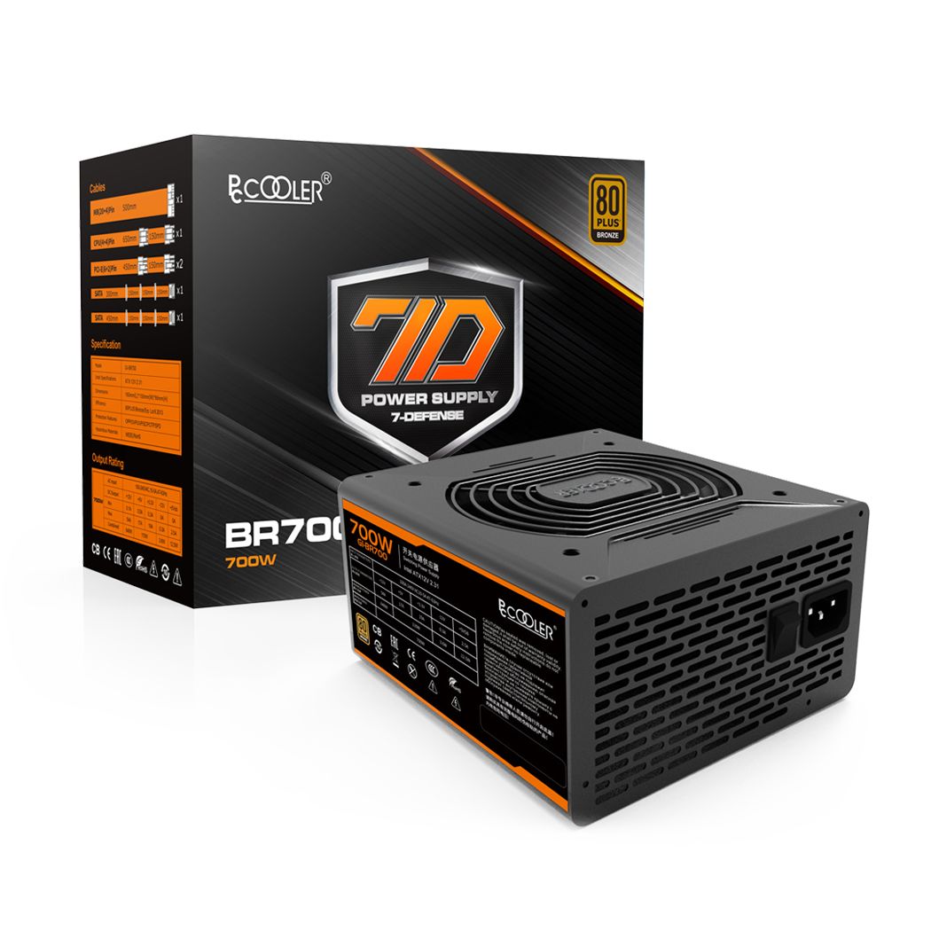 SURSA PCCOOLER 700W (real), fan 120mm PWM, 80 Plus Bronze, 4x PCI-E (6+2),  6x S-ATA  GI-BR500 , (include TV 1,5 lei)