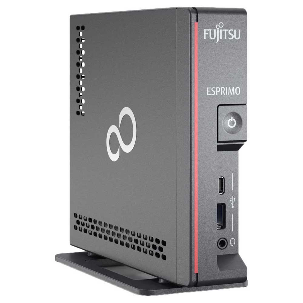 Desktop PC Fujitsu Esprimo G5010 Mini PC Intel Pentium G6400, 2C / 4T, 4.0 GHz base, 4 MB cache, 58 W, 8 GB DDR4, Fara HDD/SSD, Intel UHD Graphics 610, Fara unitate optica, Adaptor extern 65W, Fara sistem de operare, Negru/Rosu_1