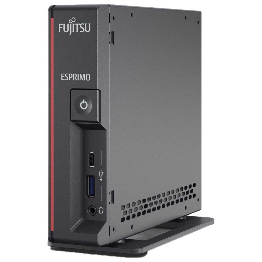 Desktop PC Fujitsu Esprimo G5010 Mini PC Intel Pentium G6400, 2C / 4T, 4.0 GHz base, 4 MB cache, 58 W, 8 GB DDR4, Fara HDD/SSD, Intel UHD Graphics 610, Fara unitate optica, Adaptor extern 65W, Fara sistem de operare, Negru/Rosu_2
