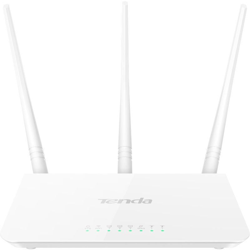 Router Wireless TENDA F3, 3 antene fixe (3*5dbi), 1 port WAN 10/100Mbps autonegociere; 3 port-uri LAN 10/100Mbps autonegociere, IEEE802.11/b/g/n, 1 buton Reset/WPS, 22.4GHz, DC 9V 600mA_1