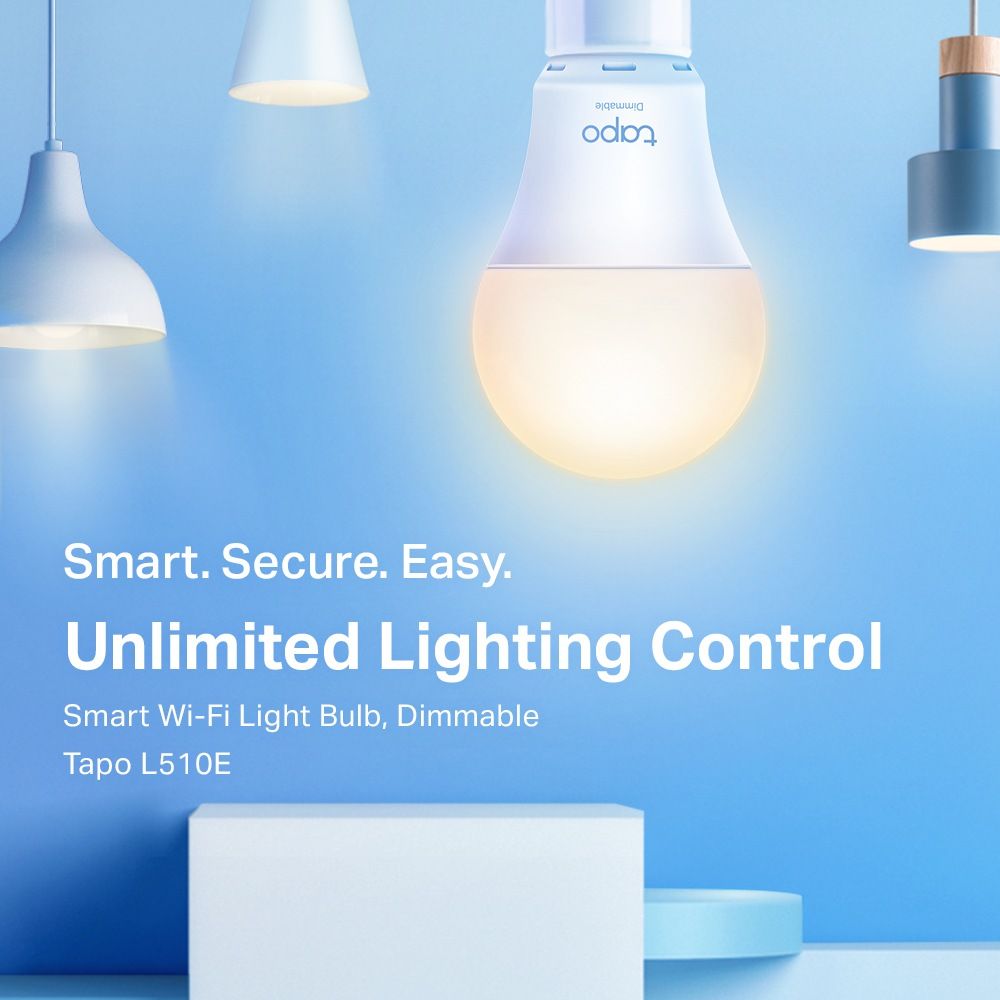 TP-Link Tapo L510E Smart bulb White, Yellow Wi-Fi, Dimmable, E27, Wi-Fi Protocol IEEE 802.11b/g/n, Wi-Fi Frequency 2.4 GHz Wi-Fi, 220–240 V, 50/60 Hz, 73 Ma, 806 lumens, 2,700 K, 8.7 W._2