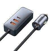 INCARCATOR auto Baseus Share Together, 1 x USB Output 5V/3A, 1 x USB Type-C max 5V/3A si 1 x bricheta auto 60W, total output 120W, pt. bricheta auto, gri 