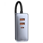 INCARCATOR auto Baseus Share Together, 1 x USB Output 5V/3A, 1 x USB Type-C max 5V/3A si 1 x bricheta auto 60W, total output 120W, pt. bricheta auto, gri 