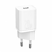 INCARCATOR retea Baseus Super Si, Quick Charge 20W, 1 x USB Type-C 5V/3A max, include cablu USB Type-C la Lightning Iphone 1m, alb 