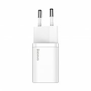 INCARCATOR retea Baseus Super Si, Quick Charge 20W, 1 x USB Type-C 5V/3A max, include cablu USB Type-C la Lightning Iphone 1m, alb 