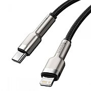 CABLU alimentare si date Baseus Cafule Metal, Fast Charging Data Cable pt. smartphone, USB Type-C la Lightning Iphone PD 20W, brodat, 1m, alb 