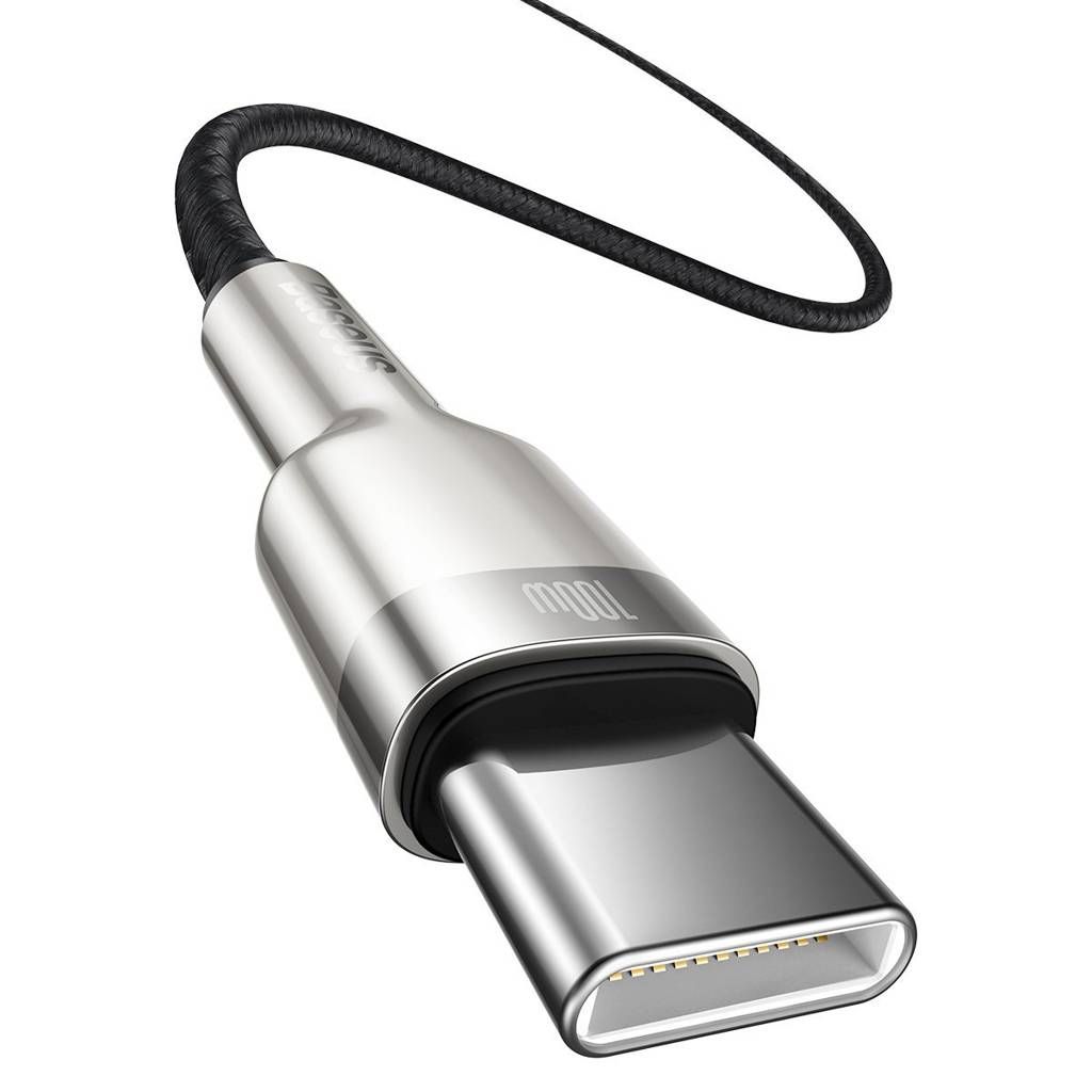 CABLU alimentare si date Baseus Cafule Metal, Fast Charging Data Cable pt. smartphone, USB Type-C la USB Type-C 100W, brodat, 1m, negru 