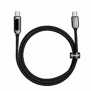 CABLU alimentare si date Baseus Display, Fast Charging Data Cable pt. smartphone, USB Type-C la USB Type-C 100W, brodat, display, 1m, negru 