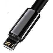 CABLU alimentare si date Baseus Tungsten Gold, Fast Charging Data Cable pt. smartphone, USB la Lightning Iphone 2.4A, brodat, 2m, rezistent zgarieturi, negru 