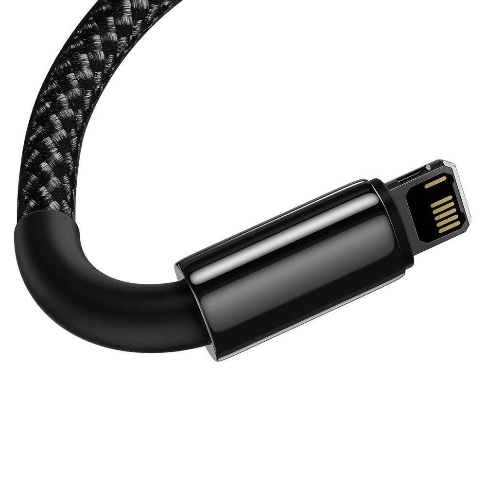 CABLU alimentare si date Baseus Tungsten Gold, Fast Charging Data Cable pt. smartphone, USB la Lightning Iphone 2.4A, brodat, 2m, rezistent zgarieturi, negru 