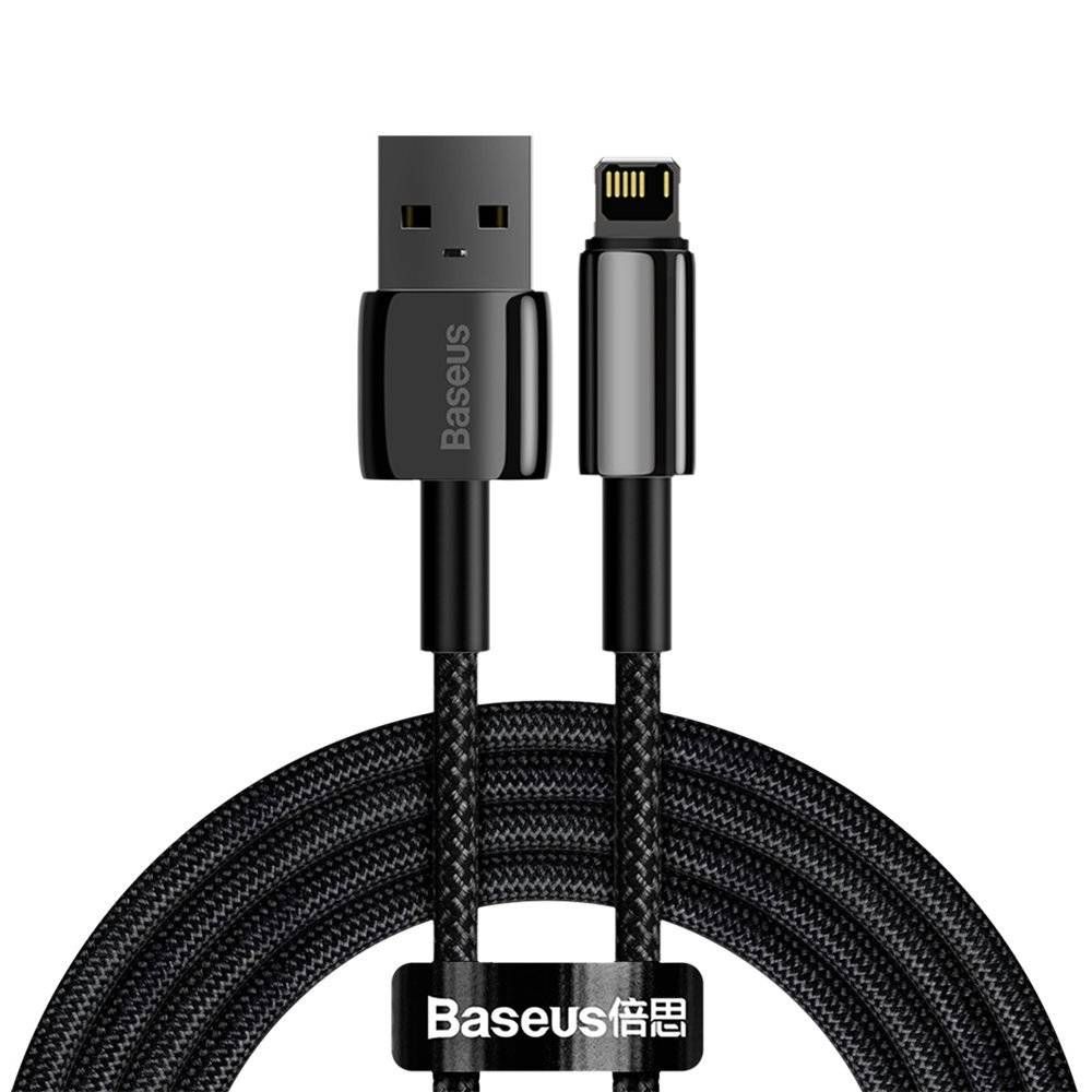CABLU alimentare si date Baseus Tungsten Gold, Fast Charging Data Cable pt. smartphone, USB la Lightning Iphone 20W, brodat, 1m, rezistent zgarieturi, negru  CATLWJ-01  (include timbru verde 0.25 lei)
