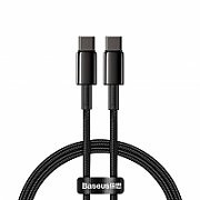 CABLU alimentare si date Baseus Tungsten Gold, Fast Charging Data Cable pt. smartphone, USB Type-C la USB Type-C 100W, brodat, 1m, negru 