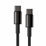 CABLU alimentare si date Baseus Tungsten Gold, Fast Charging Data Cable pt. smartphone, USB Type-C la USB Type-C 100W, brodat, 1m, negru 