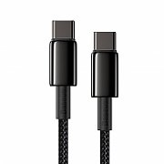 CABLU alimentare si date Baseus Tungsten Gold, Fast Charging Data Cable pt. smartphone, USB Type-C la USB Type-C 100W, brodat, 2m, negru 