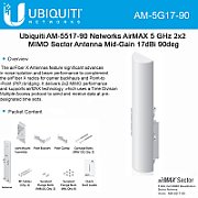 UBIQUITI AM-5G17-90 Ubiquiti AM-5G17 5GHz AirMax 2x2 MIMO Basestation Sector Antenna 17dBi, 90deg_1