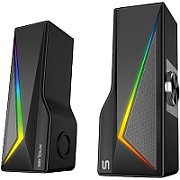 Boxe gaming 2.0 Blys RGB,  functie Dual Mode Bluetooth , putere: 3W x 2, impedanță: 4Ω, frecvență: 200Hz - 16KHz, sensibilitate: 650mv±50mv, alimentare: DC5V / 1A, S/N:≥85dB, dimensiunea driverului: 2 inch x 2, Conexiune: 3.5mm jack TRS, RGB : 6 moduri de lumină, cablu USB & audio: 1.2m