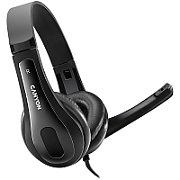 CANYON CHSU-1 basic PC headset with microphone, USB plug, leather pads, Flat cable length 2.0m, 160*60*160mm, 0.13kg, Black;_1