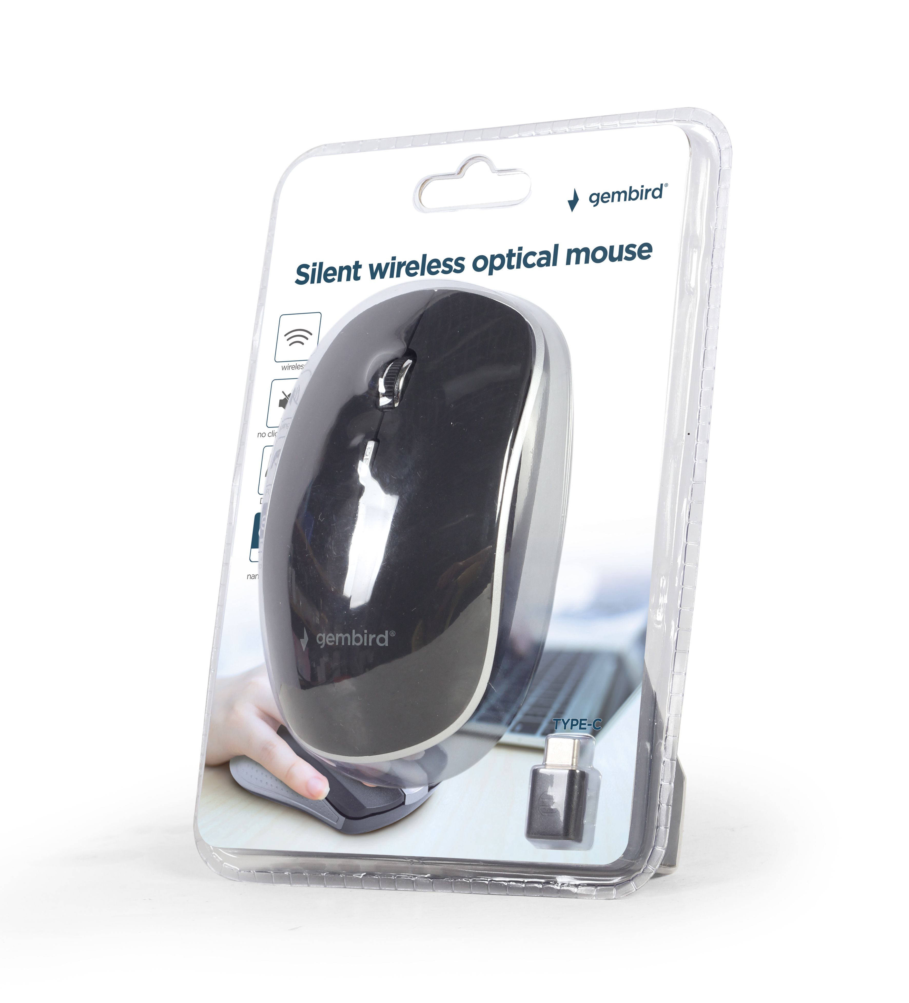 GEMBIRD MUSW-4BSC-01 Silent wireless optical mouse black Type-C receiver_3