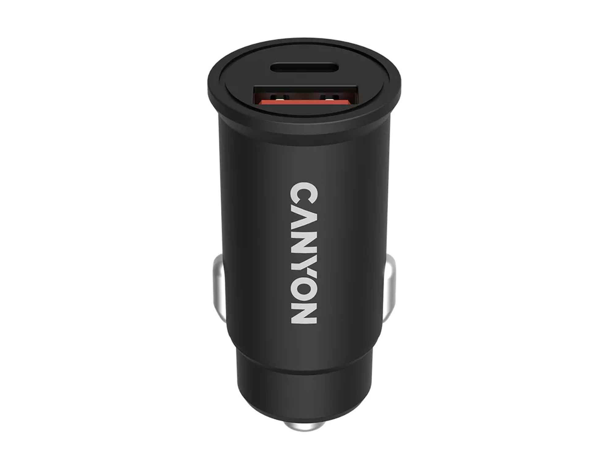 Canyon, PD 30W/QC3.0 18W Pocket size car charger  with 1-USB A+ 1-USB-C Input: DC12V-24V, Output: USBC: PD30W( 5V3A/9V3A/12V2.5A/15V2A/20V1.5A),USB-A:QC3.0 18W (5V3A_2