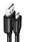 Cablu USB-Micro  la USB-A, 1m, 2.4A, impletit, negru_1