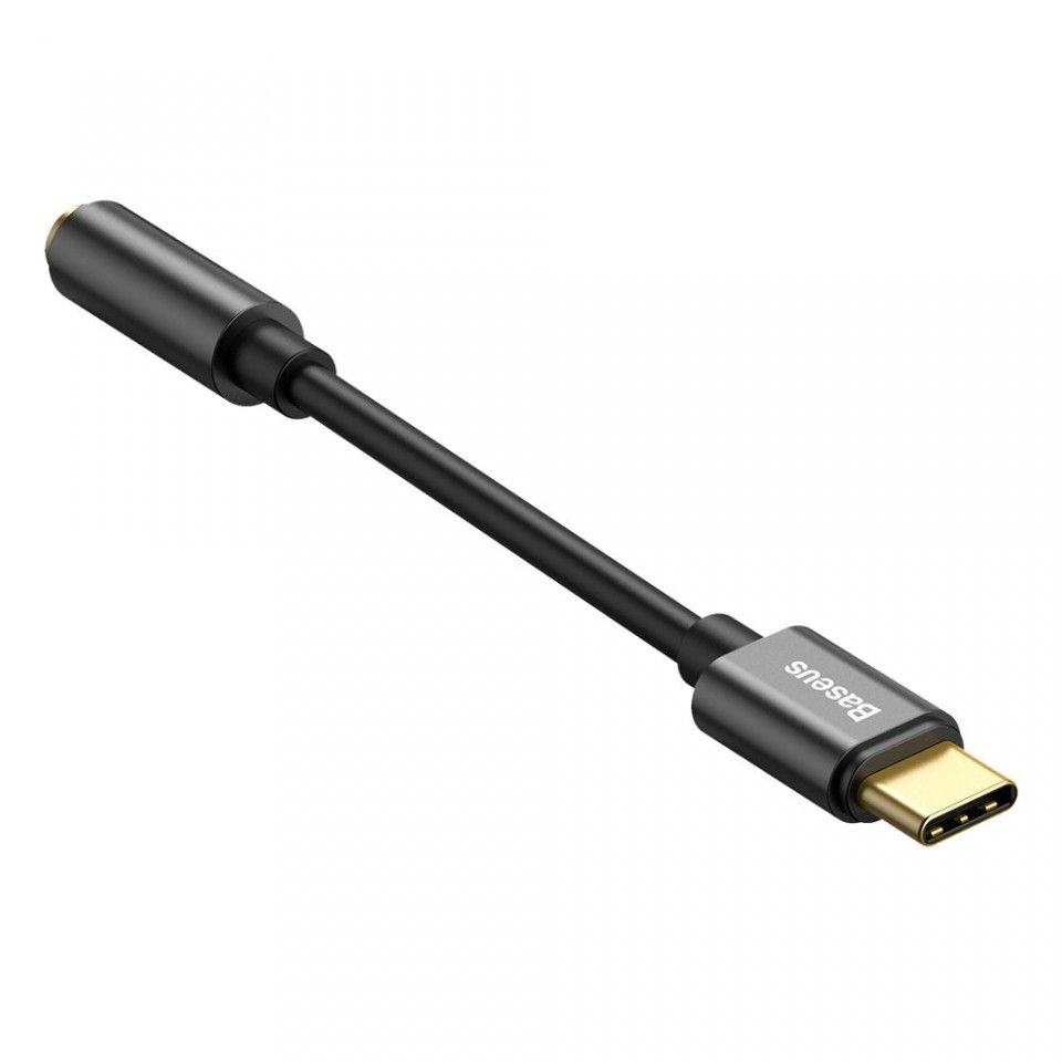 CABLU ADAPTOR Baseus, USB Type-C to Jack 3.5mm, lungime 10.5 cm, negru 