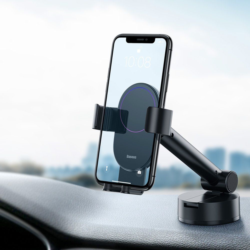 SUPORT AUTO Baseus Simplism pt. SmartPhone, fixare parbriz sau bord prin ventuza, negru 